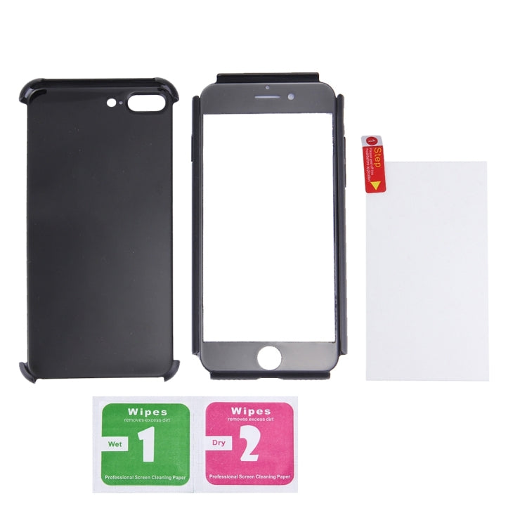 2 in 1 for iPhone 8 Plus & 7 Plus   360 Degrees Full Coverage Protection Hard PC Protective Case + Tempered Glass Screen Film