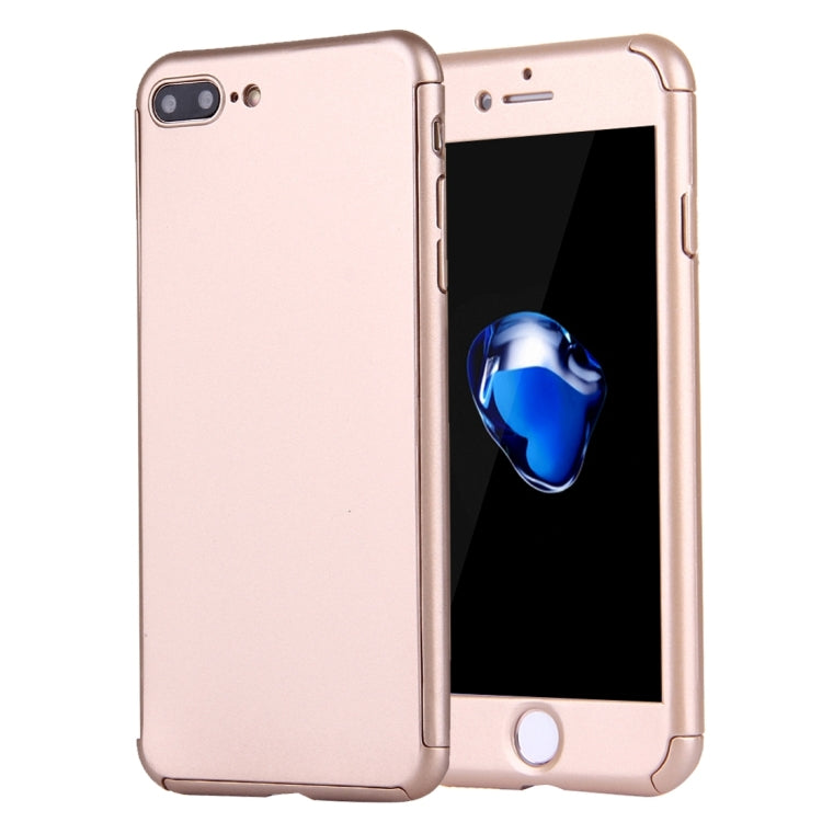2 in 1 for iPhone 8 Plus & 7 Plus   360 Degrees Full Coverage Protection Hard PC Protective Case + Tempered Glass Screen Film