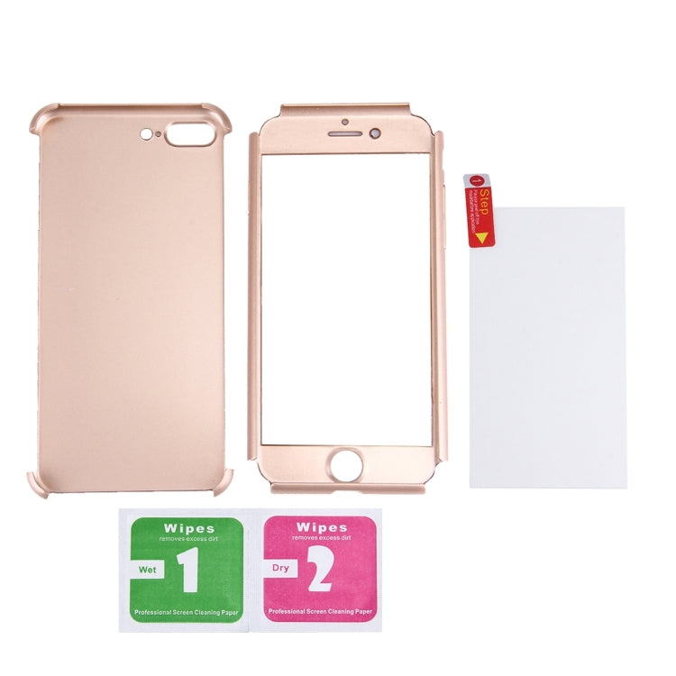 2 in 1 for iPhone 8 Plus & 7 Plus   360 Degrees Full Coverage Protection Hard PC Protective Case + Tempered Glass Screen Film