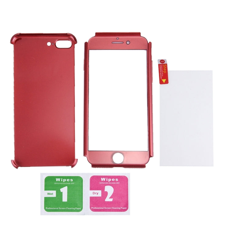 2 in 1 for iPhone 8 Plus & 7 Plus   360 Degrees Full Coverage Protection Hard PC Protective Case + Tempered Glass Screen Film