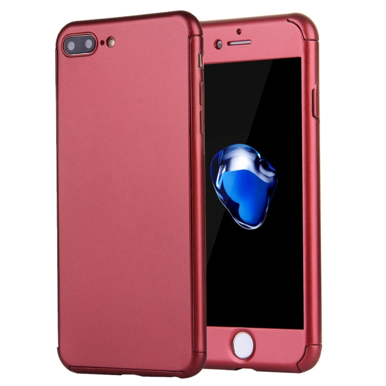 2 in 1 for iPhone 8 Plus & 7 Plus   360 Degrees Full Coverage Protection Hard PC Protective Case + Tempered Glass Screen Film