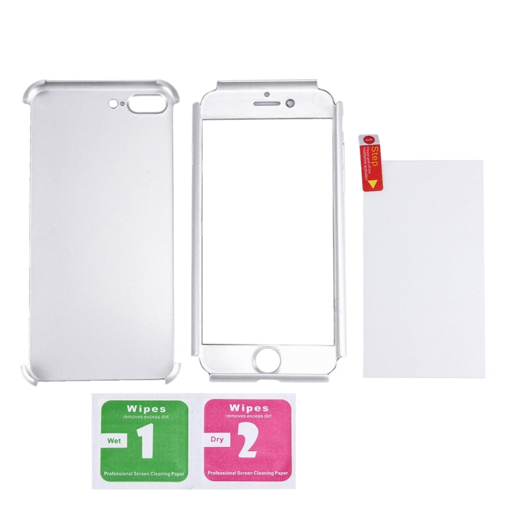 2 in 1 for iPhone 8 Plus & 7 Plus   360 Degrees Full Coverage Protection Hard PC Protective Case + Tempered Glass Screen Film