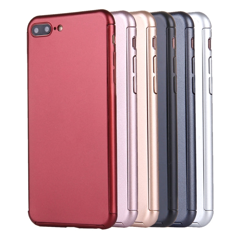 2 in 1 for iPhone 8 Plus & 7 Plus   360 Degrees Full Coverage Protection Hard PC Protective Case + Tempered Glass Screen Film