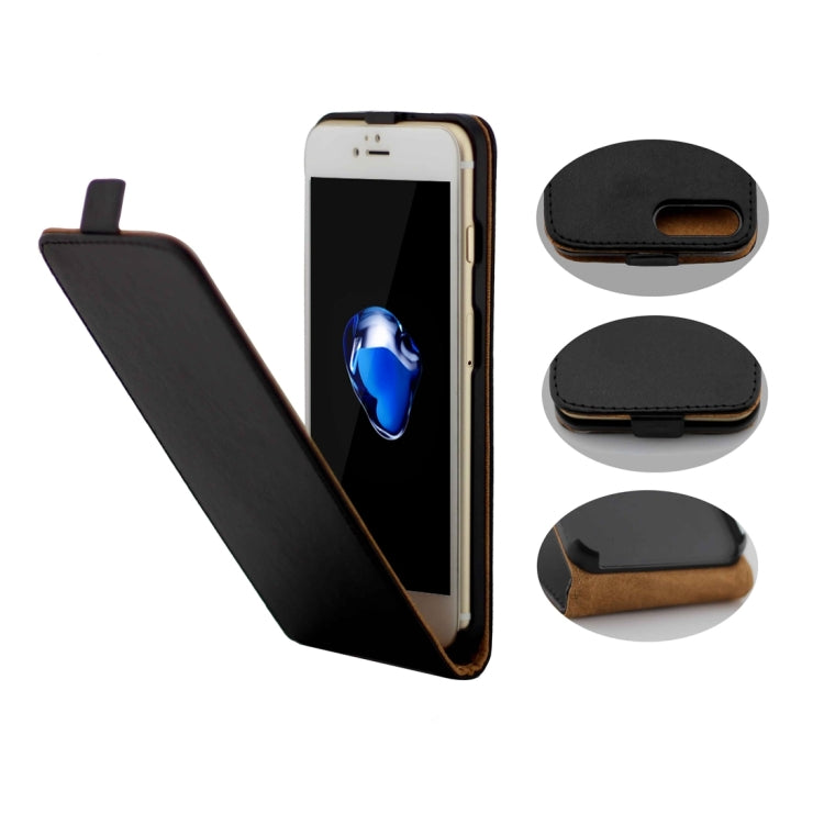 For iPhone 8 Plus & 7 Plus   Khaki Lining Vertical Flip Leather Case (Black)