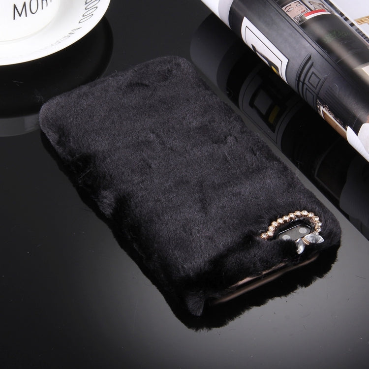 For iPhone 8 Plus & 7 Plus   Genuine Rabbit Hair Diamond Encrusted PC Protective Case