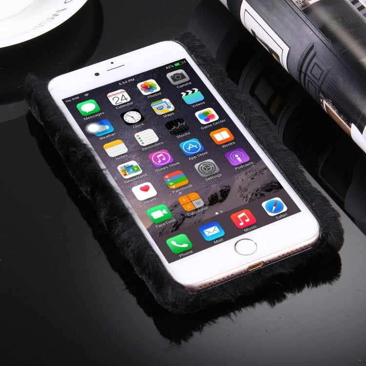 For iPhone 8 Plus & 7 Plus   Genuine Rabbit Hair Diamond Encrusted PC Protective Case