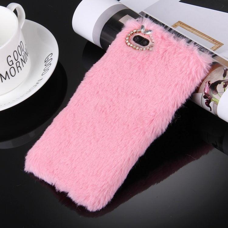 For iPhone 8 Plus & 7 Plus   Genuine Rabbit Hair Diamond Encrusted PC Protective Case