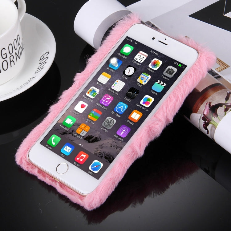 For iPhone 8 Plus & 7 Plus   Genuine Rabbit Hair Diamond Encrusted PC Protective Case