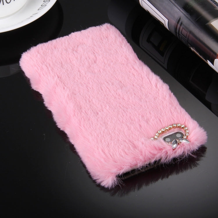 For iPhone 8 Plus & 7 Plus   Genuine Rabbit Hair Diamond Encrusted PC Protective Case