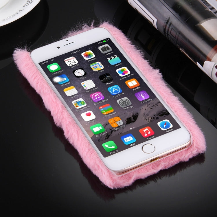 For iPhone 8 Plus & 7 Plus   Genuine Rabbit Hair Diamond Encrusted PC Protective Case