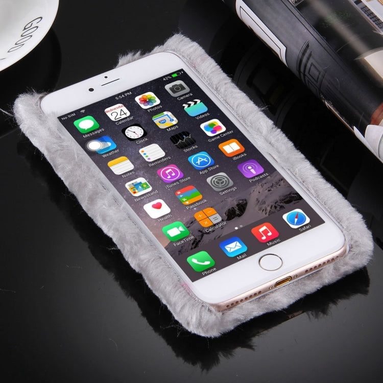 For iPhone 8 Plus & 7 Plus   Genuine Rabbit Hair Diamond Encrusted PC Protective Case