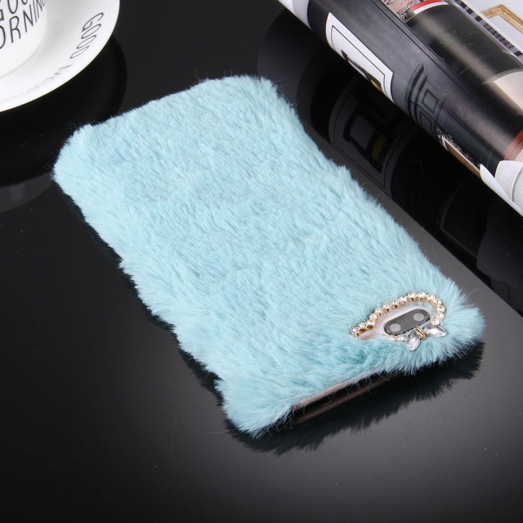 For iPhone 8 Plus & 7 Plus   Genuine Rabbit Hair Diamond Encrusted PC Protective Case
