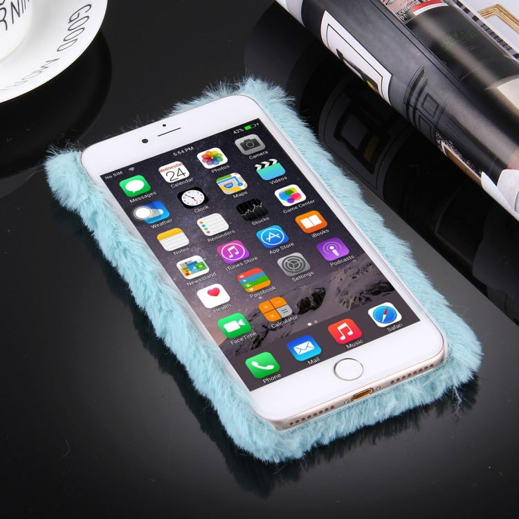 For iPhone 8 Plus & 7 Plus   Genuine Rabbit Hair Diamond Encrusted PC Protective Case