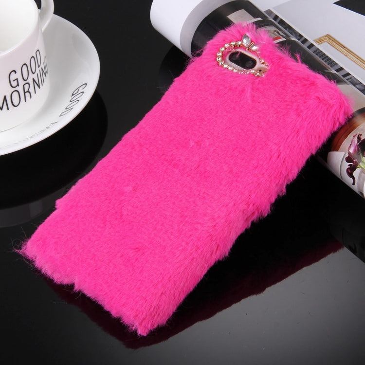 For iPhone 8 Plus & 7 Plus   Genuine Rabbit Hair Diamond Encrusted PC Protective Case