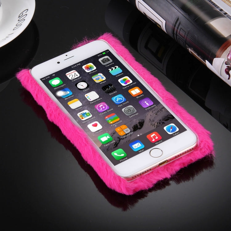 For iPhone 8 Plus & 7 Plus   Genuine Rabbit Hair Diamond Encrusted PC Protective Case