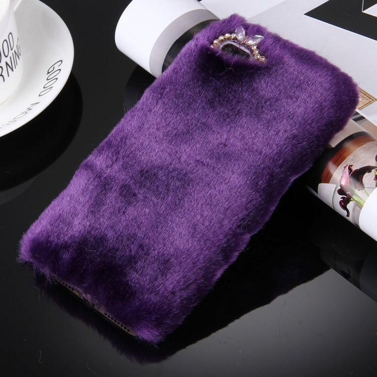 For iPhone 8 Plus & 7 Plus   Genuine Rabbit Hair Diamond Encrusted PC Protective Case