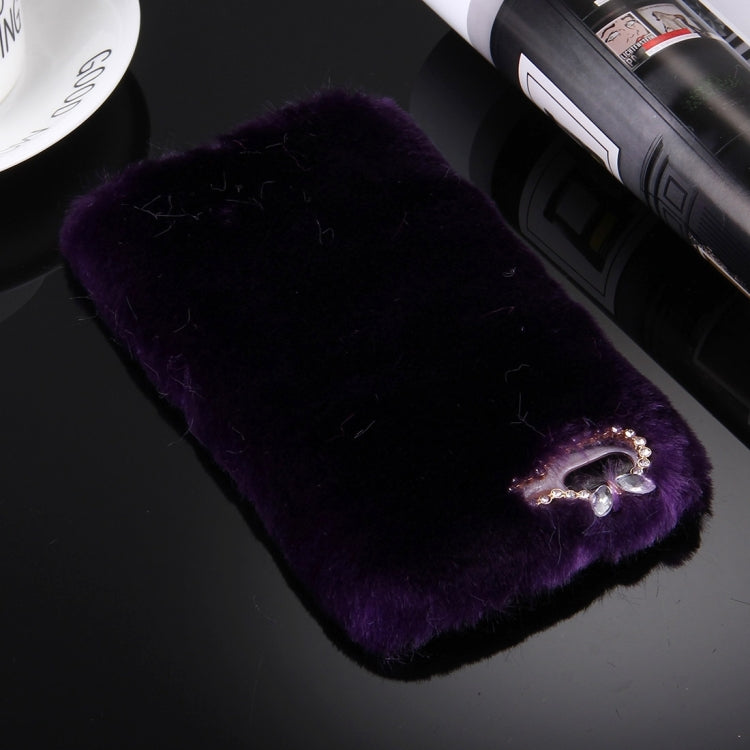 For iPhone 8 Plus & 7 Plus   Genuine Rabbit Hair Diamond Encrusted PC Protective Case