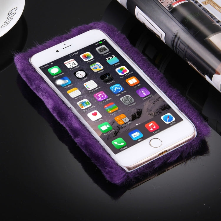 For iPhone 8 Plus & 7 Plus   Genuine Rabbit Hair Diamond Encrusted PC Protective Case