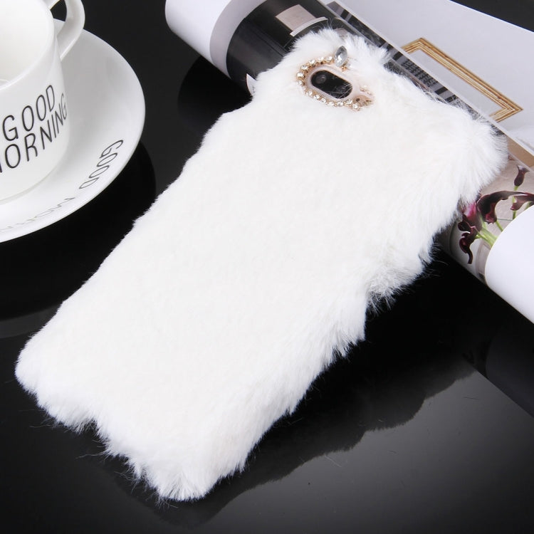 For iPhone 8 Plus & 7 Plus   Genuine Rabbit Hair Diamond Encrusted PC Protective Case