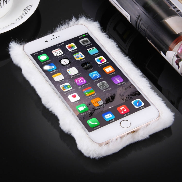 For iPhone 8 Plus & 7 Plus   Genuine Rabbit Hair Diamond Encrusted PC Protective Case