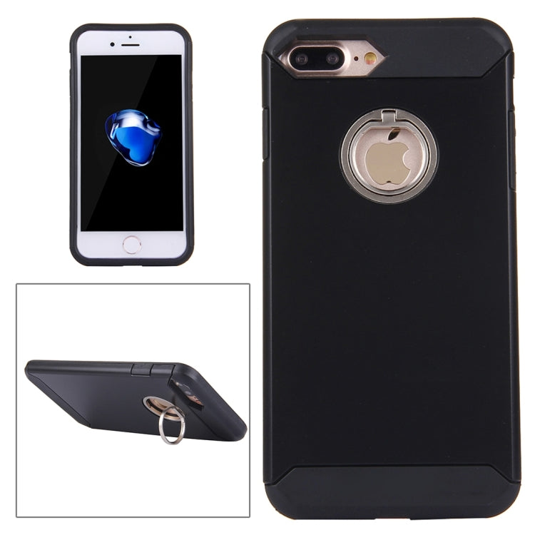 For iPhone 8 Plus & 7 Plus   Anti-Drop Shockproof Dual Layer TPU + PC Protective Case with Hidden Ring Holder