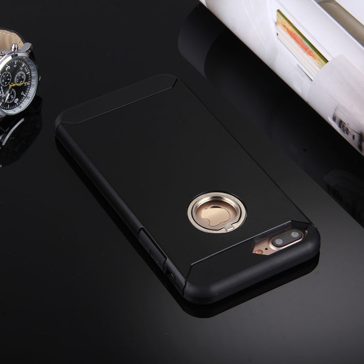 For iPhone 8 Plus & 7 Plus   Anti-Drop Shockproof Dual Layer TPU + PC Protective Case with Hidden Ring Holder