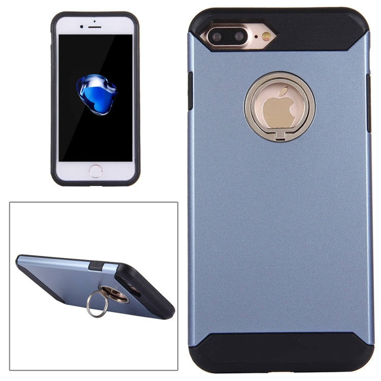 For iPhone 8 Plus & 7 Plus   Anti-Drop Shockproof Dual Layer TPU + PC Protective Case with Hidden Ring Holder