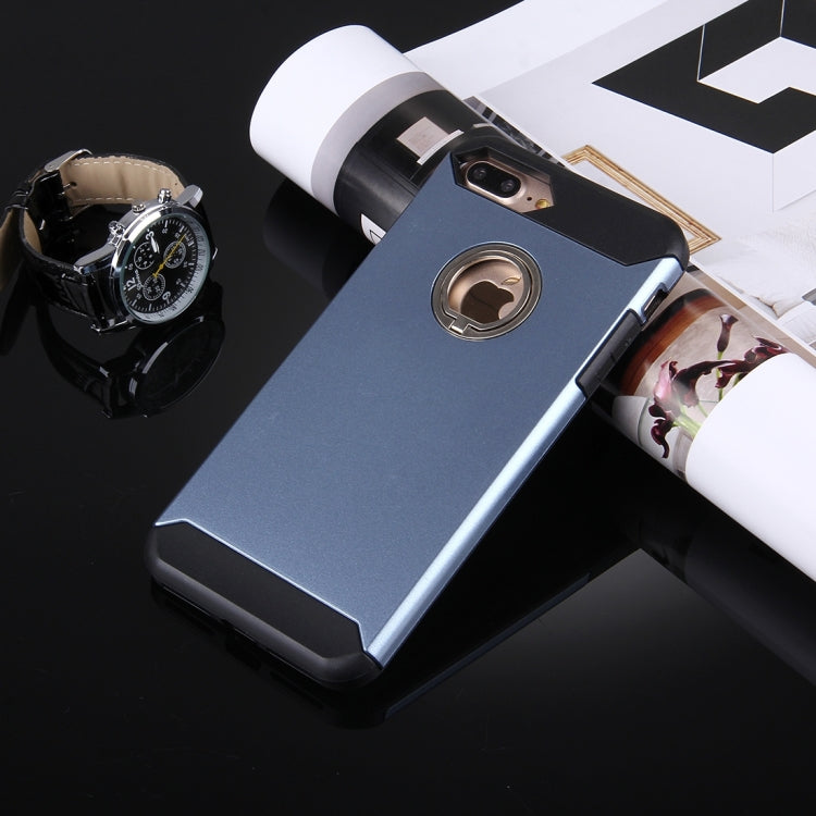 For iPhone 8 Plus & 7 Plus   Anti-Drop Shockproof Dual Layer TPU + PC Protective Case with Hidden Ring Holder