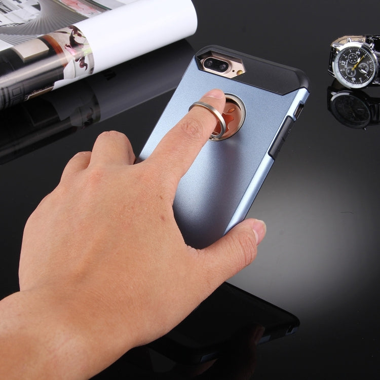 For iPhone 8 Plus & 7 Plus   Anti-Drop Shockproof Dual Layer TPU + PC Protective Case with Hidden Ring Holder
