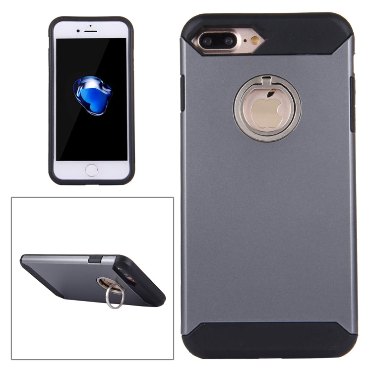 For iPhone 8 Plus & 7 Plus   Anti-Drop Shockproof Dual Layer TPU + PC Protective Case with Hidden Ring Holder