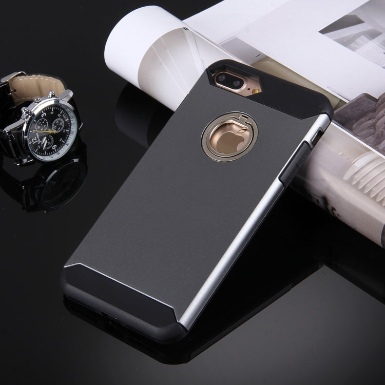 For iPhone 8 Plus & 7 Plus   Anti-Drop Shockproof Dual Layer TPU + PC Protective Case with Hidden Ring Holder