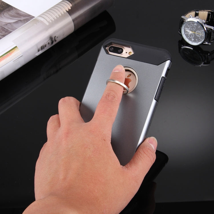 For iPhone 8 Plus & 7 Plus   Anti-Drop Shockproof Dual Layer TPU + PC Protective Case with Hidden Ring Holder