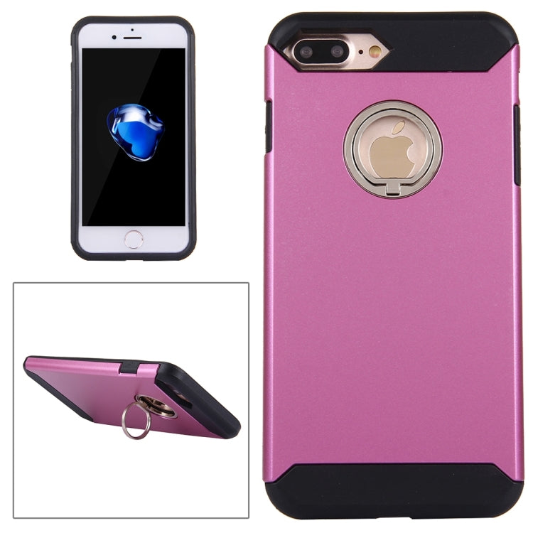 For iPhone 8 Plus & 7 Plus   Anti-Drop Shockproof Dual Layer TPU + PC Protective Case with Hidden Ring Holder