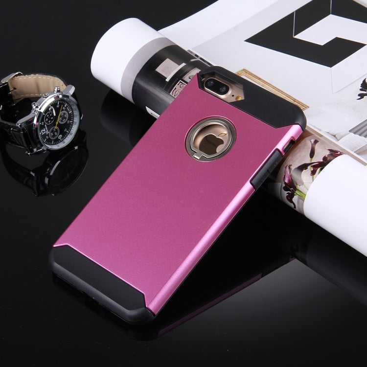 For iPhone 8 Plus & 7 Plus   Anti-Drop Shockproof Dual Layer TPU + PC Protective Case with Hidden Ring Holder