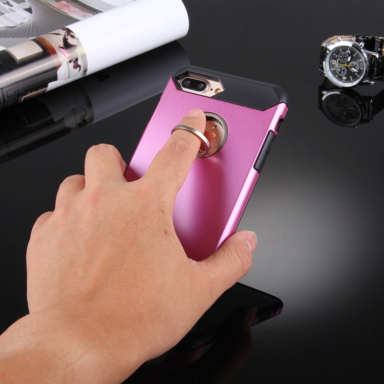 For iPhone 8 Plus & 7 Plus   Anti-Drop Shockproof Dual Layer TPU + PC Protective Case with Hidden Ring Holder