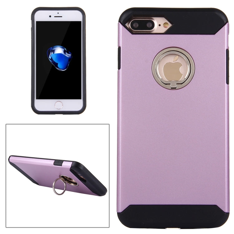 For iPhone 8 Plus & 7 Plus   Anti-Drop Shockproof Dual Layer TPU + PC Protective Case with Hidden Ring Holder