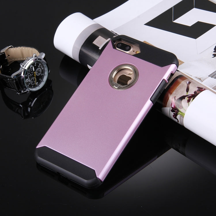 For iPhone 8 Plus & 7 Plus   Anti-Drop Shockproof Dual Layer TPU + PC Protective Case with Hidden Ring Holder
