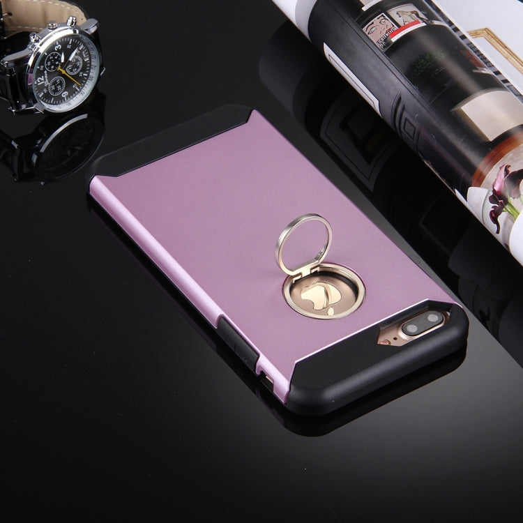For iPhone 8 Plus & 7 Plus   Anti-Drop Shockproof Dual Layer TPU + PC Protective Case with Hidden Ring Holder
