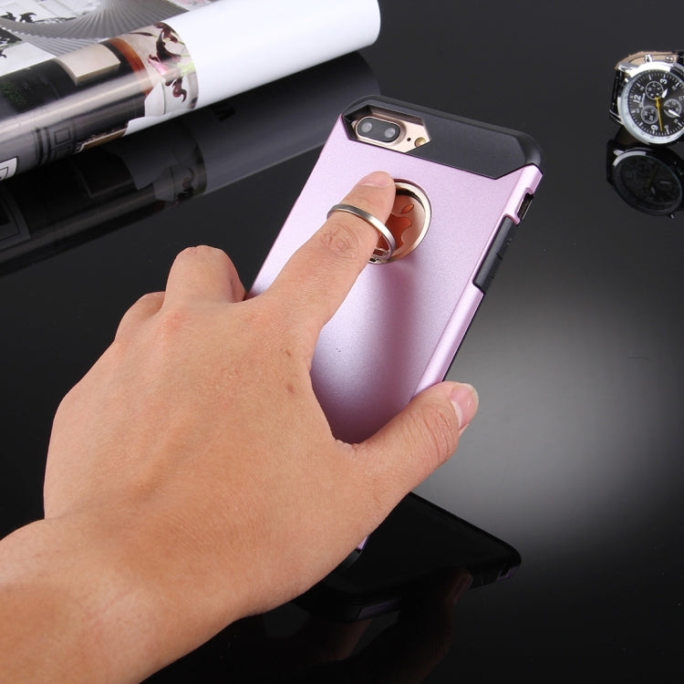 For iPhone 8 Plus & 7 Plus   Anti-Drop Shockproof Dual Layer TPU + PC Protective Case with Hidden Ring Holder