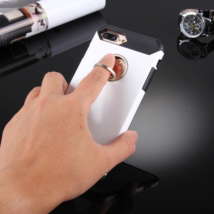 For iPhone 8 Plus & 7 Plus   Anti-Drop Shockproof Dual Layer TPU + PC Protective Case with Hidden Ring Holder