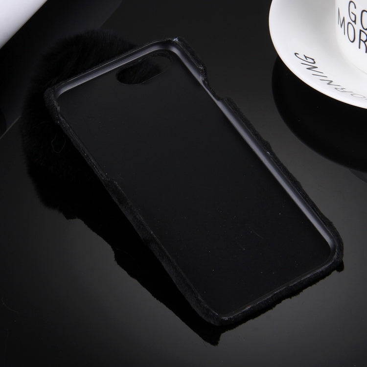 For iPhone 8 Plus & 7 Plus   Plush Cloth Cover PC Protective Case with Furry Ball Chain Pendant