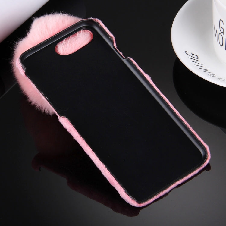 For iPhone 8 Plus & 7 Plus   Plush Cloth Cover PC Protective Case with Furry Ball Chain Pendant