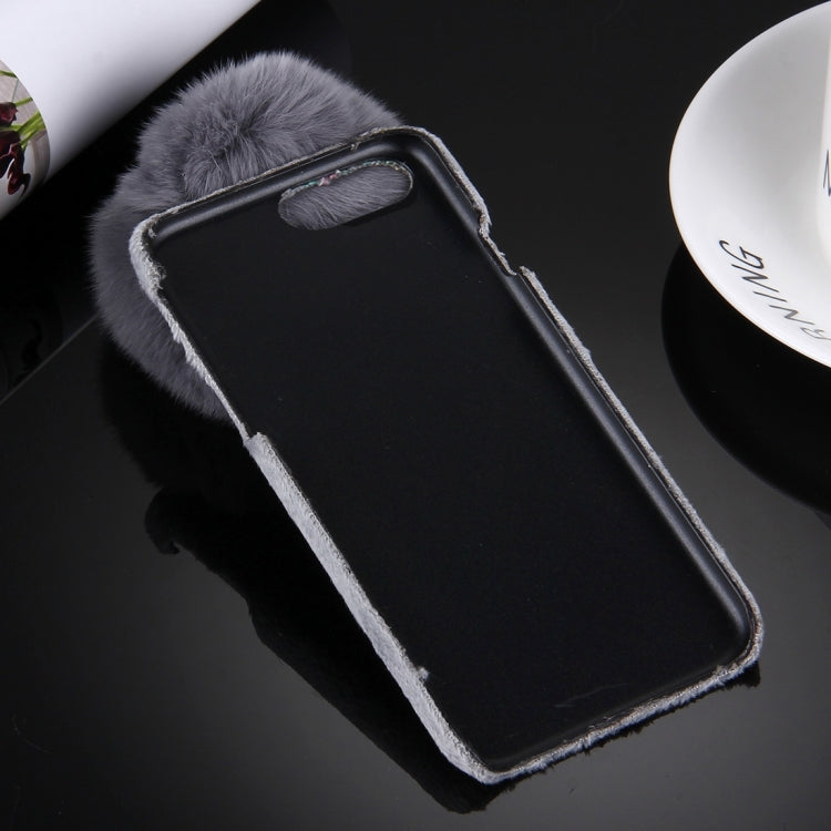 For iPhone 8 Plus & 7 Plus   Plush Cloth Cover PC Protective Case with Furry Ball Chain Pendant