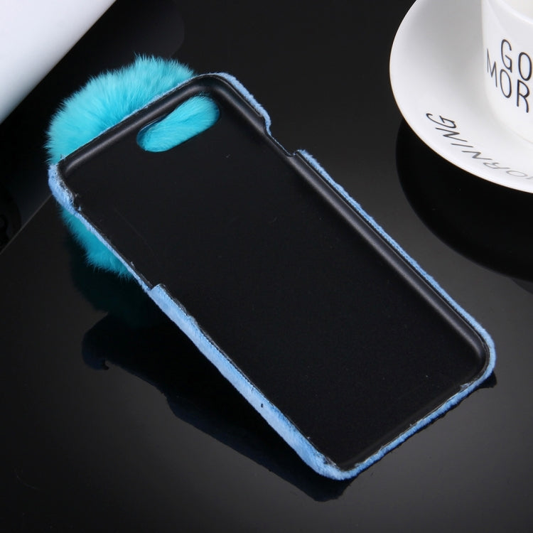 For iPhone 8 Plus & 7 Plus   Plush Cloth Cover PC Protective Case with Furry Ball Chain Pendant