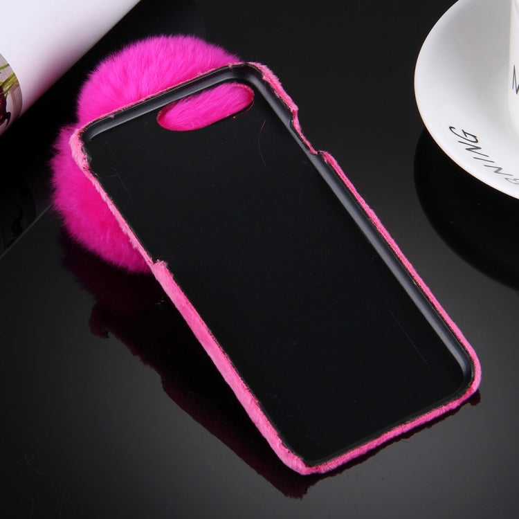 For iPhone 8 Plus & 7 Plus   Plush Cloth Cover PC Protective Case with Furry Ball Chain Pendant