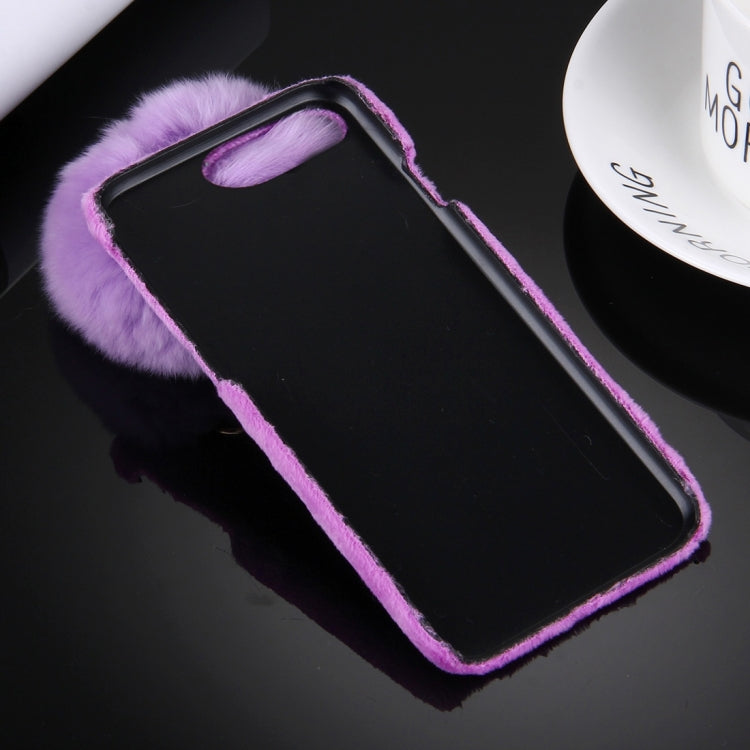 For iPhone 8 Plus & 7 Plus   Plush Cloth Cover PC Protective Case with Furry Ball Chain Pendant