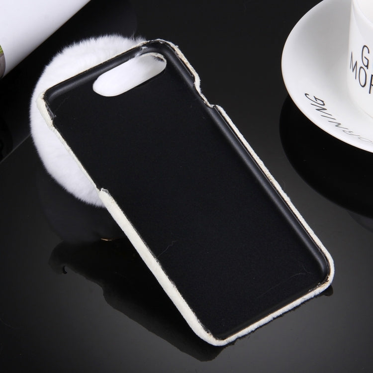 For iPhone 8 Plus & 7 Plus   Plush Cloth Cover PC Protective Case with Furry Ball Chain Pendant