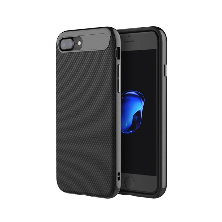 ROCK Vision Series for iPhone 8 Plus & 7 Plus   Artistic Carbon Fibre Texture TPU + PC Protective Case with Sling Hole