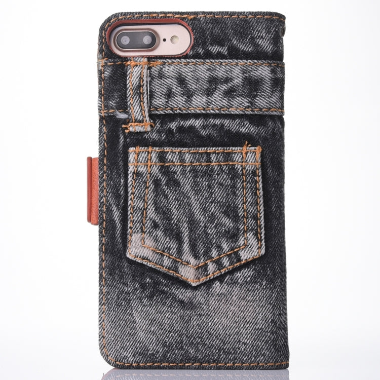 For iPhone 8 Plus & 7 Plus   Denim Cloth Texture Horizontal Flip Leather Case with Holder & Card Slots & Wallet