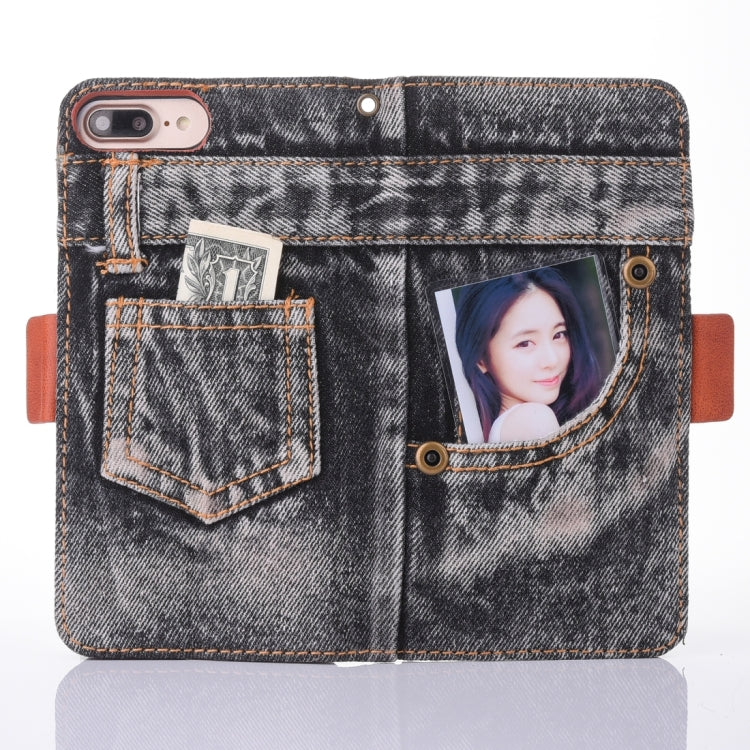For iPhone 8 Plus & 7 Plus   Denim Cloth Texture Horizontal Flip Leather Case with Holder & Card Slots & Wallet